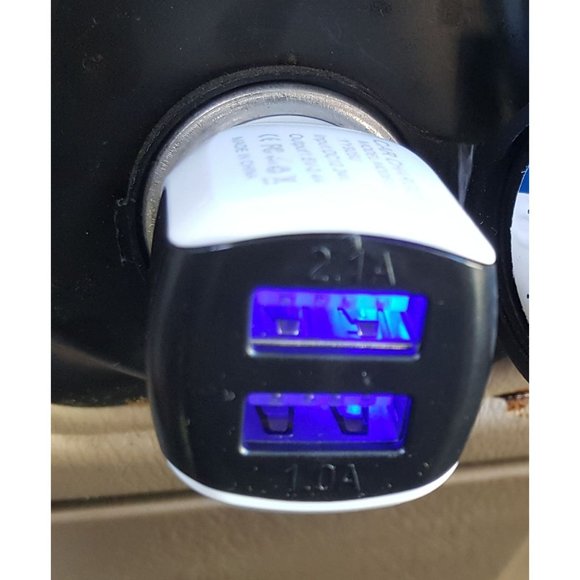 Dual Port Car Phone Charger Adapter Lighted Ports - Picture 2 of 4